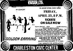 Golden Earring show ad April 23, 1976 Charleston - Civic Center